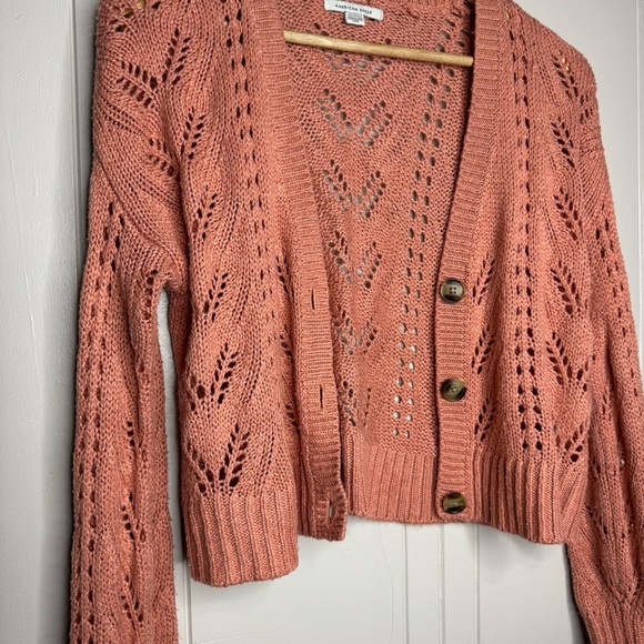 American Eagle Outfitters Peach/Pink Cropped Cardigan Sweater - Picture 2 of 8